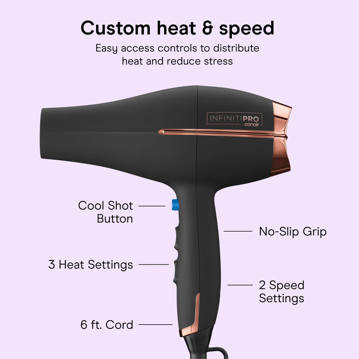 Conair InfinitiPRO with diffuser attached creating voluminous textured styles with gentle airflow