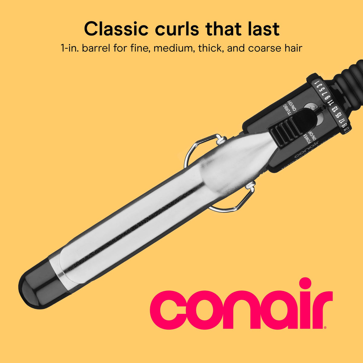Conair barrel close-up showcasing multi-layer technology for even heat distribution