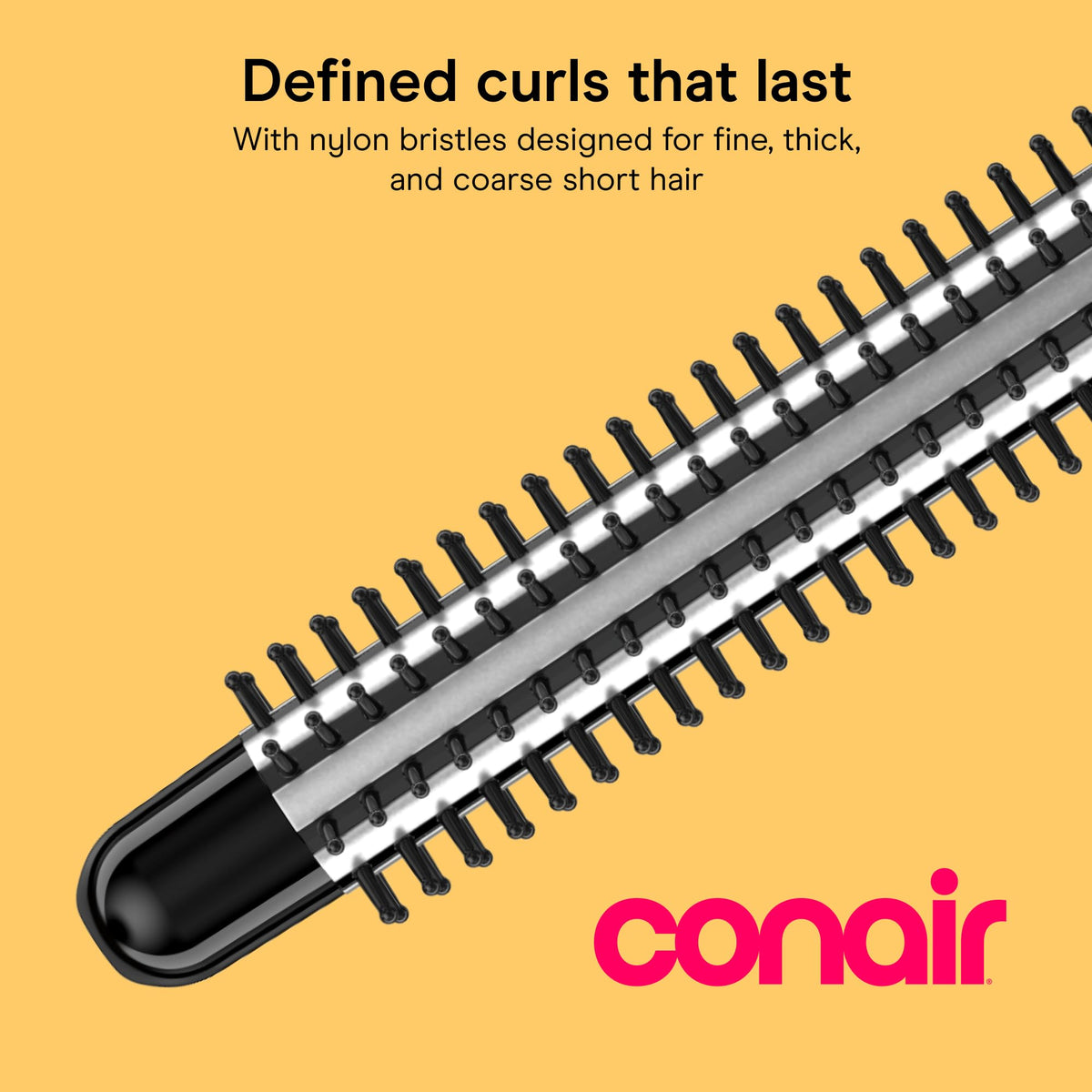 Conair instant heat barrel close-up highlighting even-heating surface for consistent curls