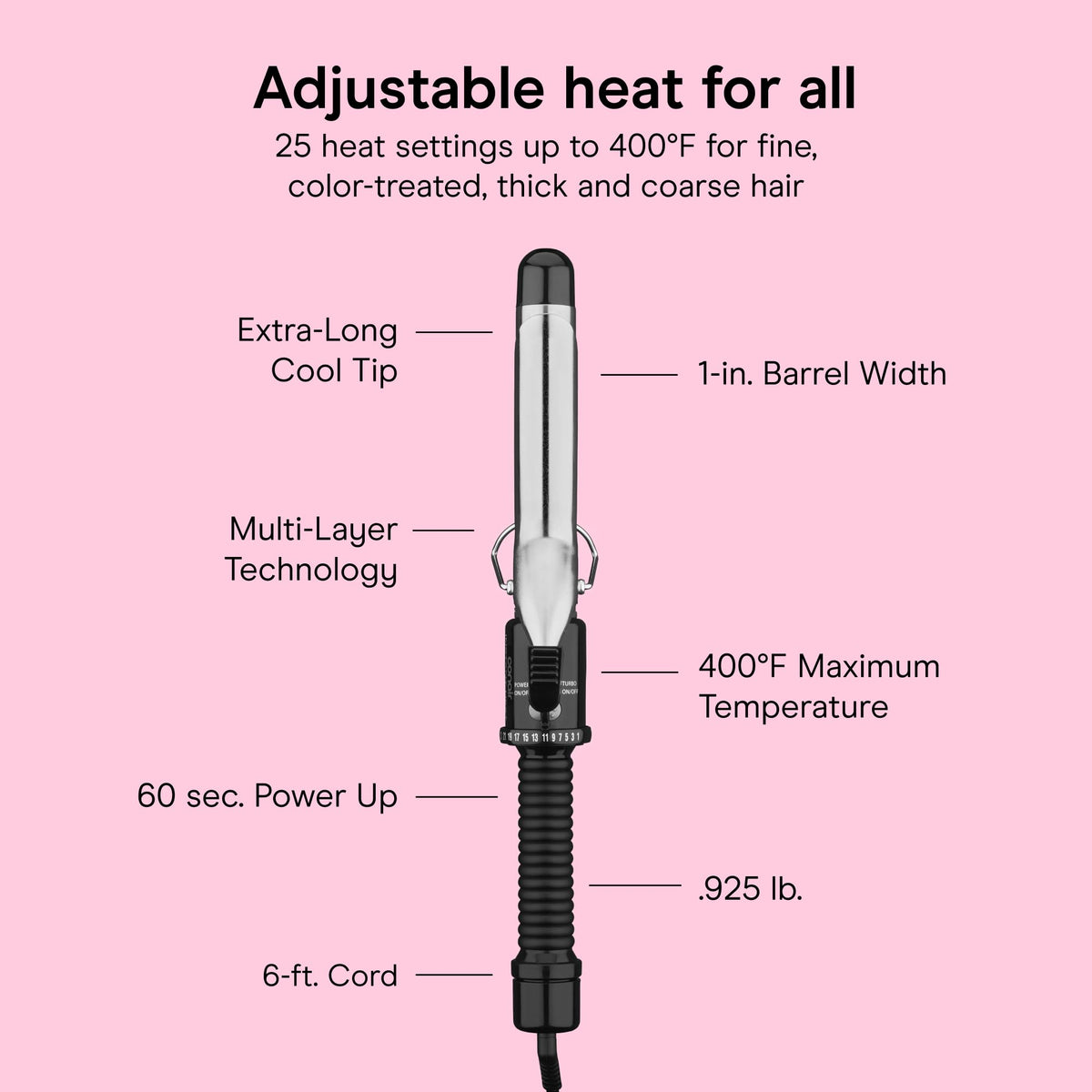 Conair extra-long cool tip detail for safer handling and improved control