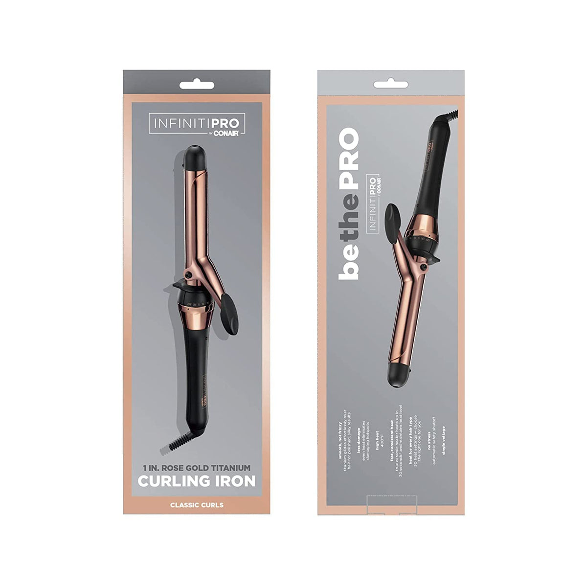 Conair product packaging and label image showing features and temperature control