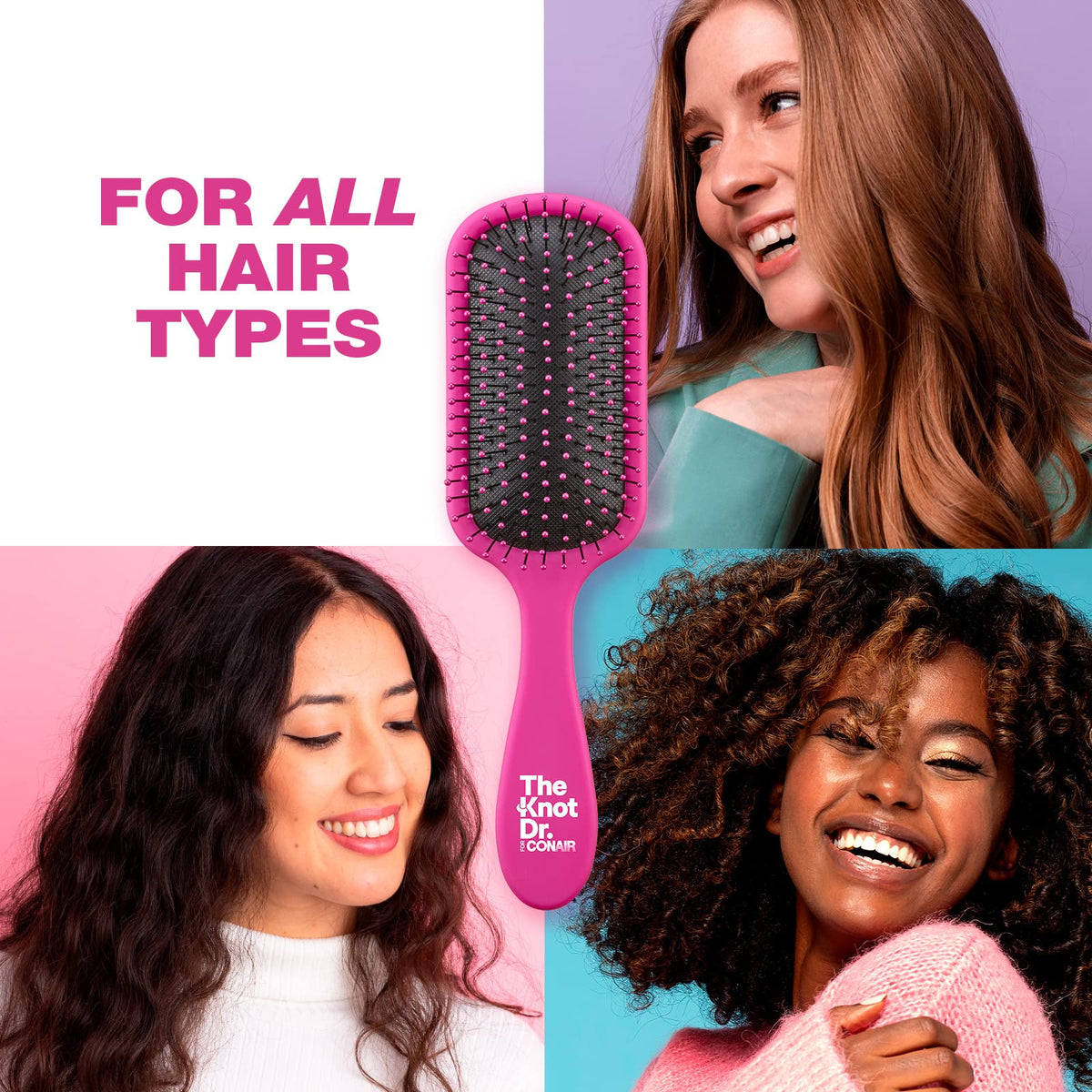Conair Knot Dr next to a hand to show scale and easy home use