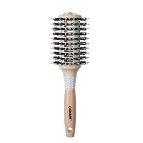 Conair brush front view showing large barrel and bristles for smooth styling