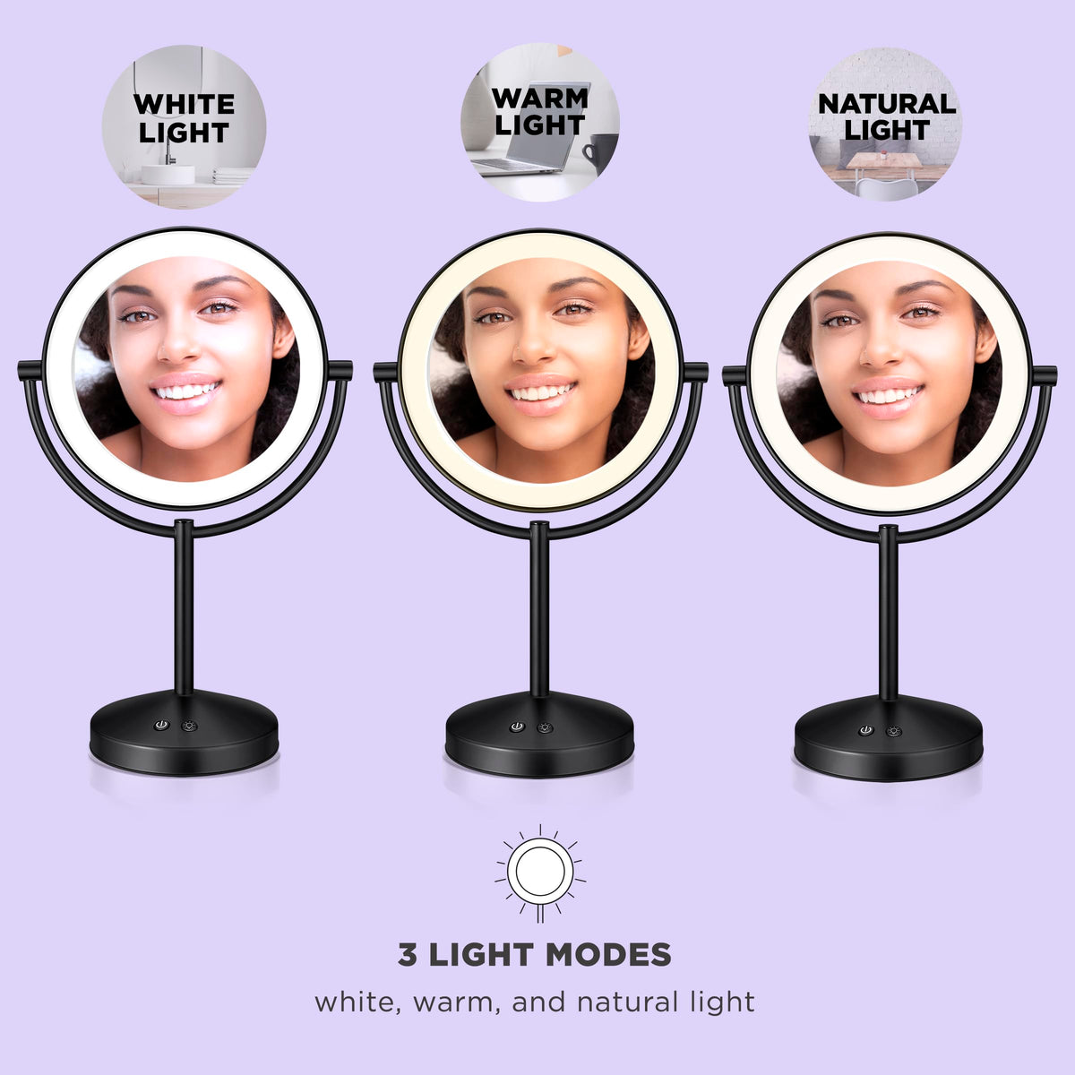 Conair LED light control panel showing modes and brightness for accurate color