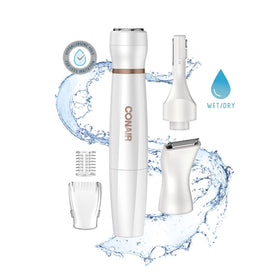 Conair trimmer on vanity being used for quick touch‑ups for confident appearance benefit