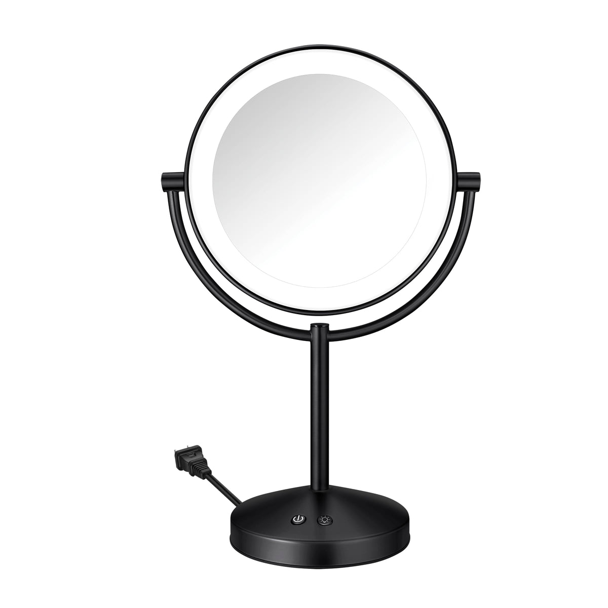 Conair mirror front view showing full-face clarity and sleek matte black finish
