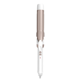 Conair long barrel front view showing barrel and clamp, easy styling control