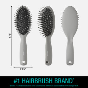 Conair men brush in hand detangling hair quickly with cushion base for gentle styling