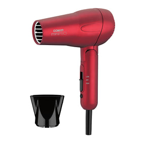 Conair Mini Pro front view showing compact design and red finish for easy packing