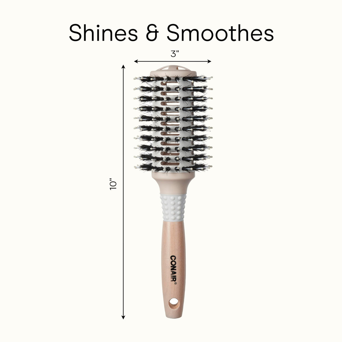 Conair packaging and label closeup highlighting product features and care
