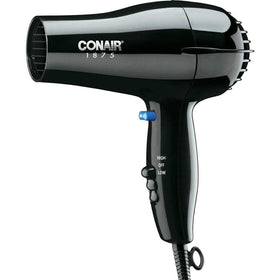 Conair boxed packaging beside ruler showing compact size for travel convenience