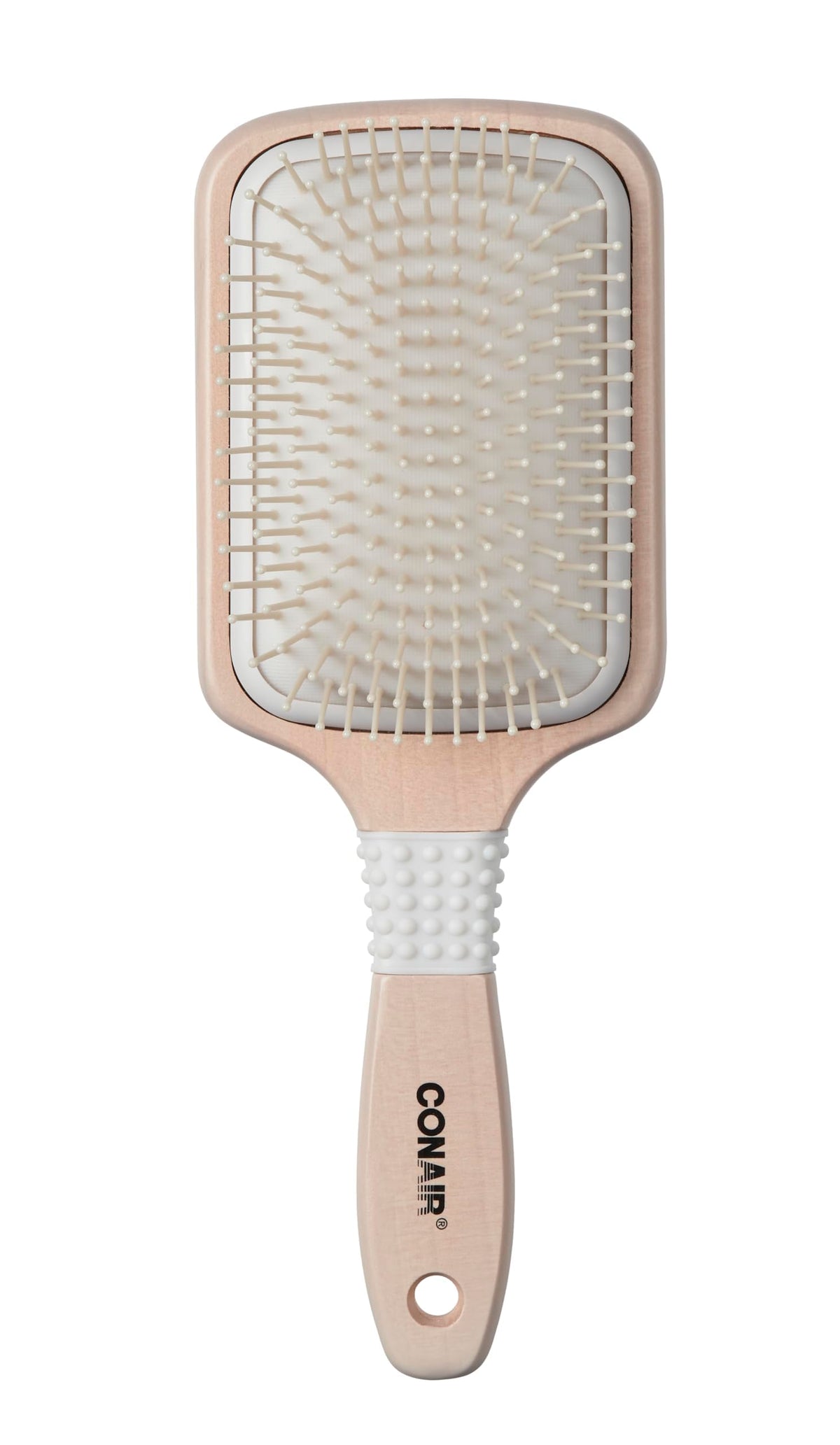Conair paddle hair brush front view showing off-white finish for smooth styling