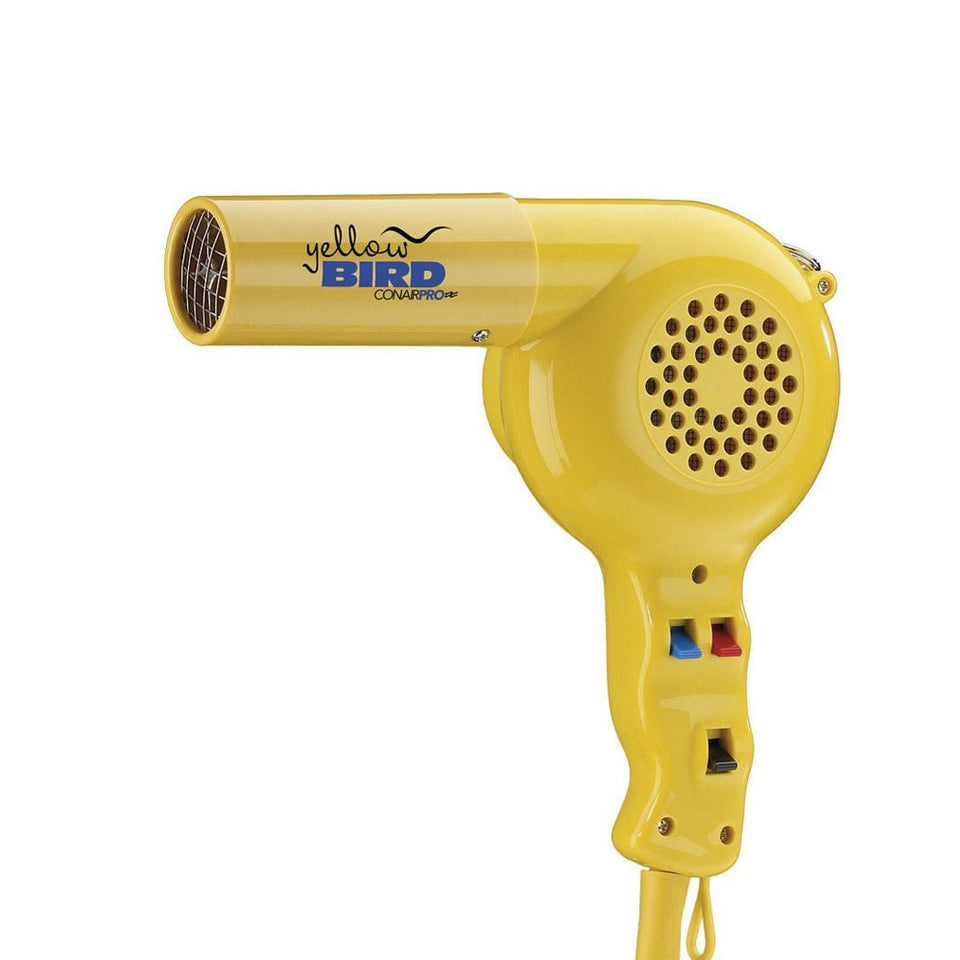 Conair Yellow Bird front view showing compact powerful drying