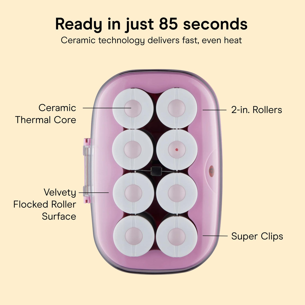 Conair roller with super clip detail keeping rollers secure for reliable results