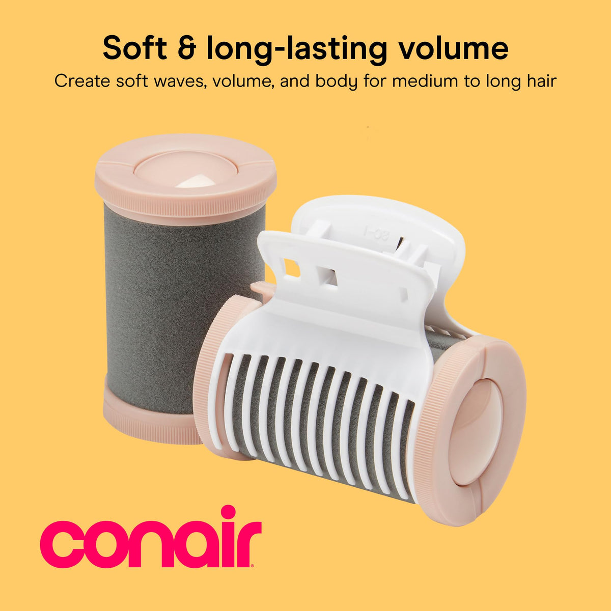 Conair close-up of ceramic flocked roller texture protecting hair