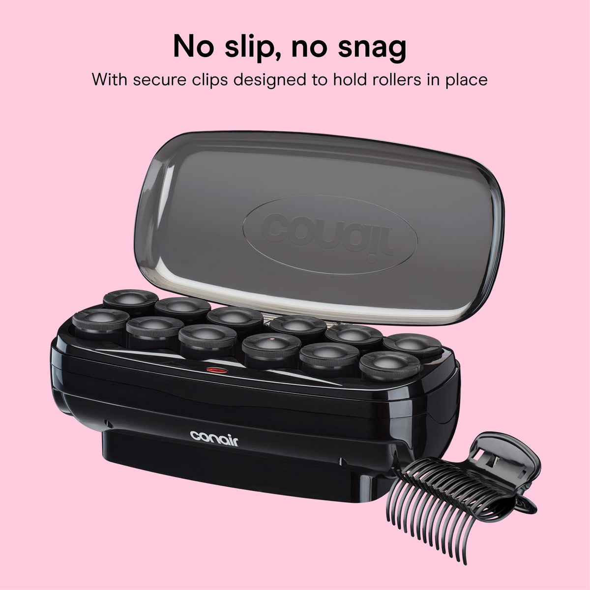 Conair rollers in hair creating waves for added volume and shine