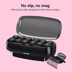 Conair rollers in hair creating waves for added volume and shine