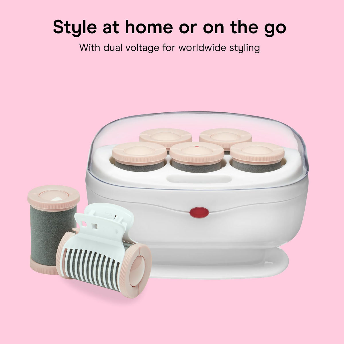 Conair rollers in model hair showing bouncy waves and added volume