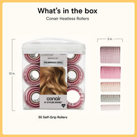 Conair rollers beside suitcase in lifestyle scene for portable, on-the-go styling