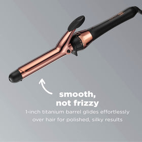 Conair titanium barrel close-up highlighting smooth surface and frizz control