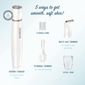 Conair closeup of rotary shaver head illustrating gentle hair removal benefit