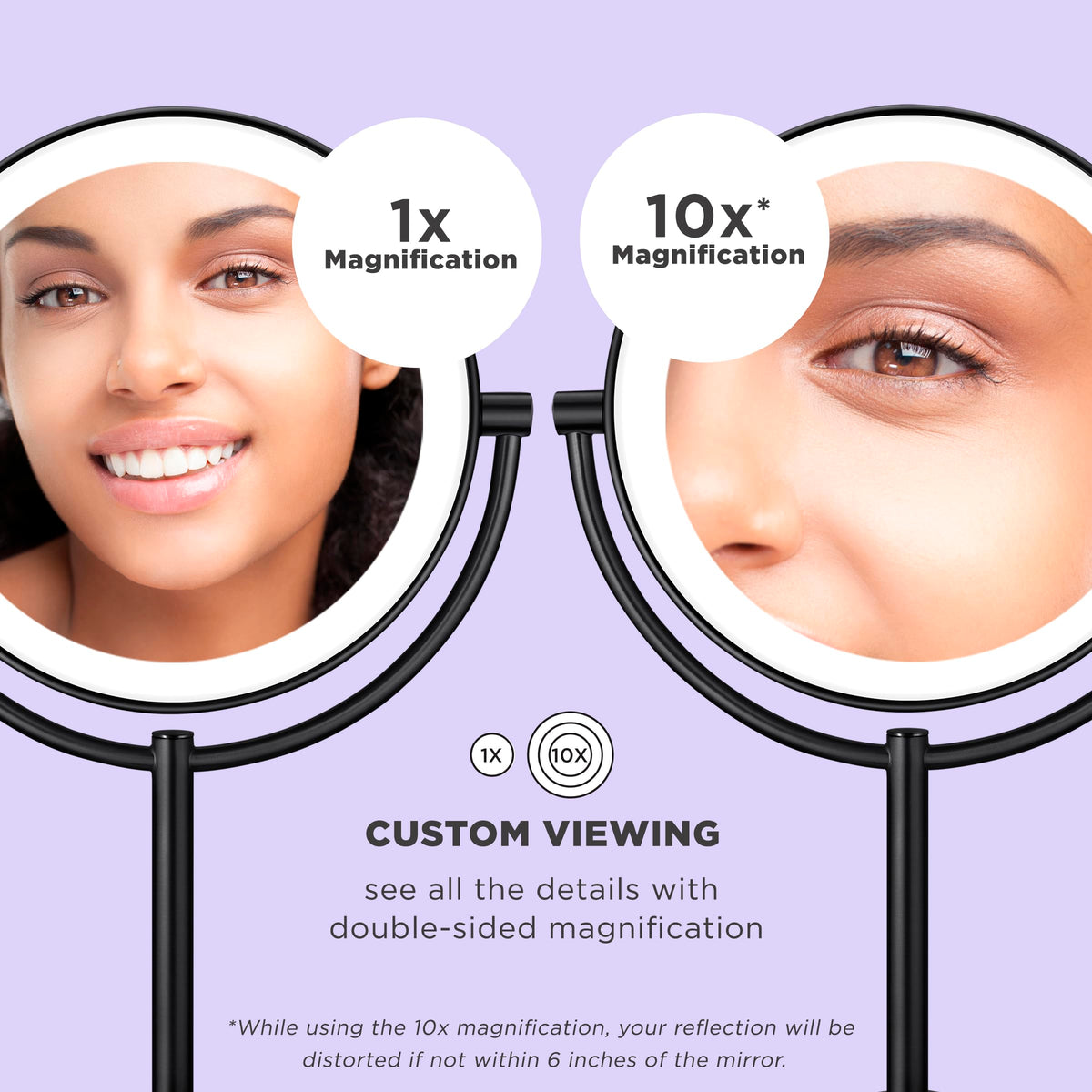 Conair mirror rotated to show 360-degree swivel for angled positioning