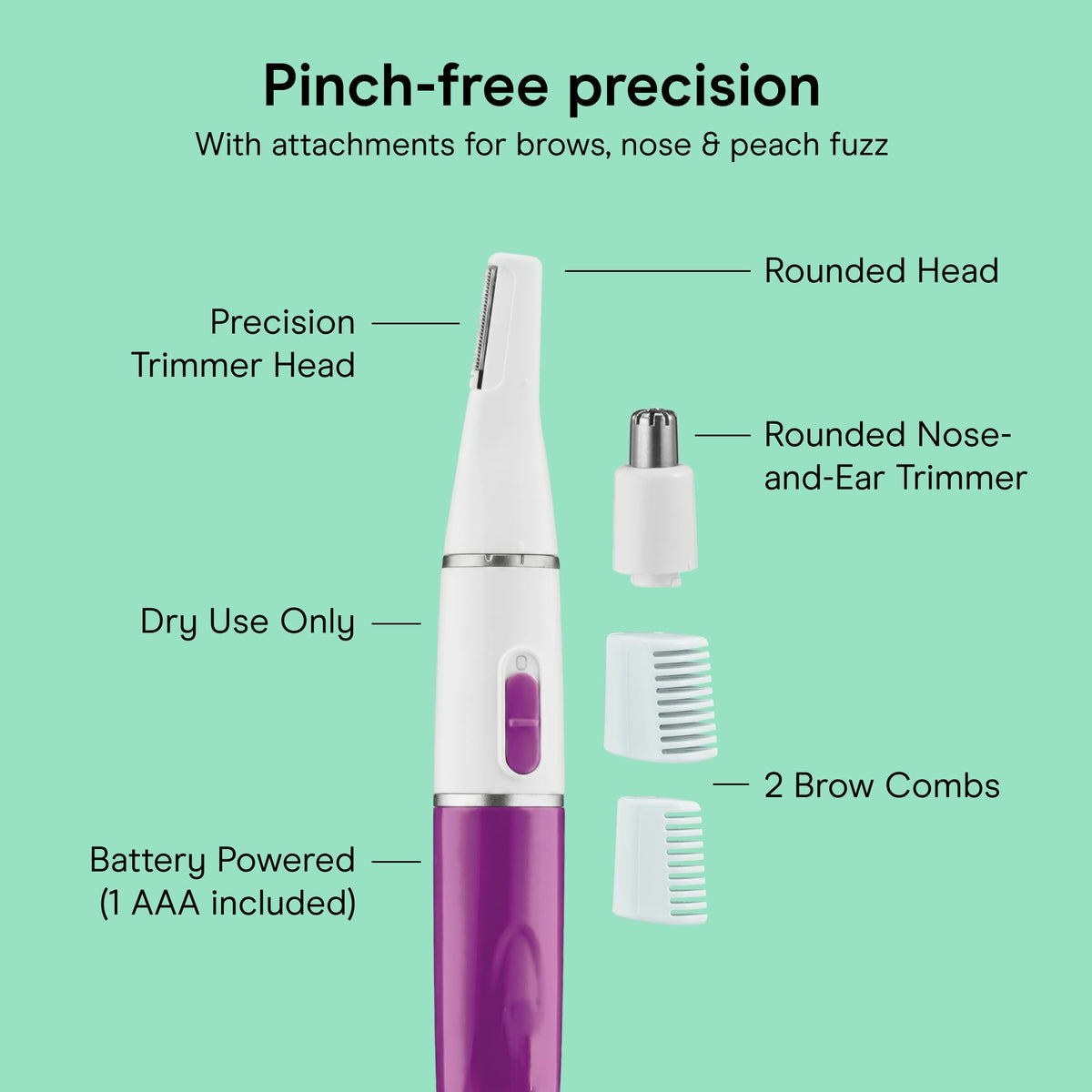 Conair rounded nose and ear head detail for safe irritation-free trimming