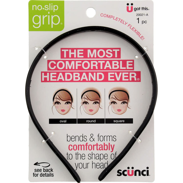 Conair Scunci bendable headband front view showing trio pack and secure hold benefit