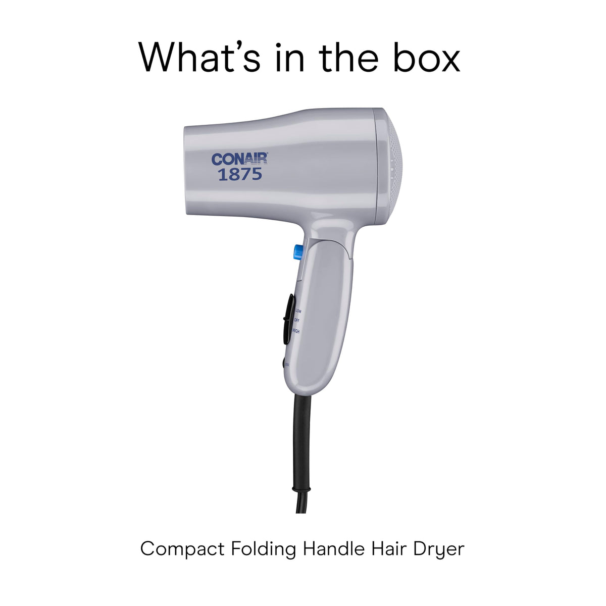 Conair side profile showing controls and simple adjustment benefit