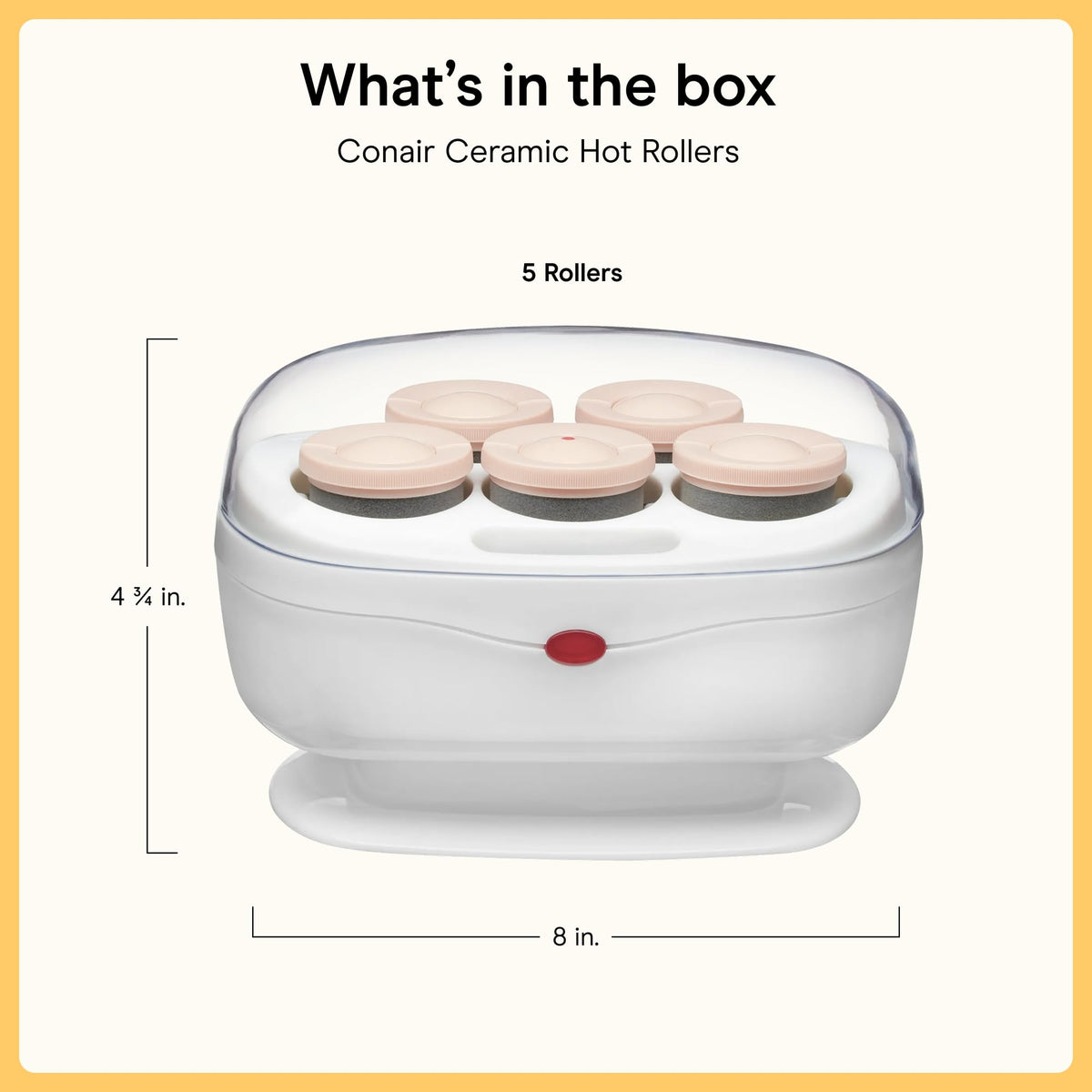 Conair size comparison showing 1½-inch roller for soft wave creation