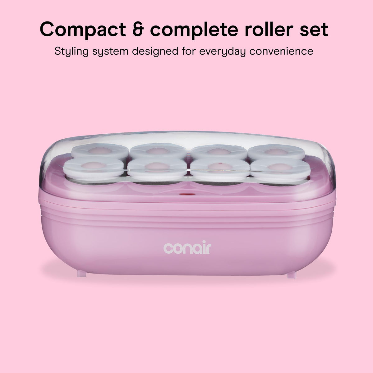 Conair 2-inch roller shown in hand for scale and easy-at-home styling benefit