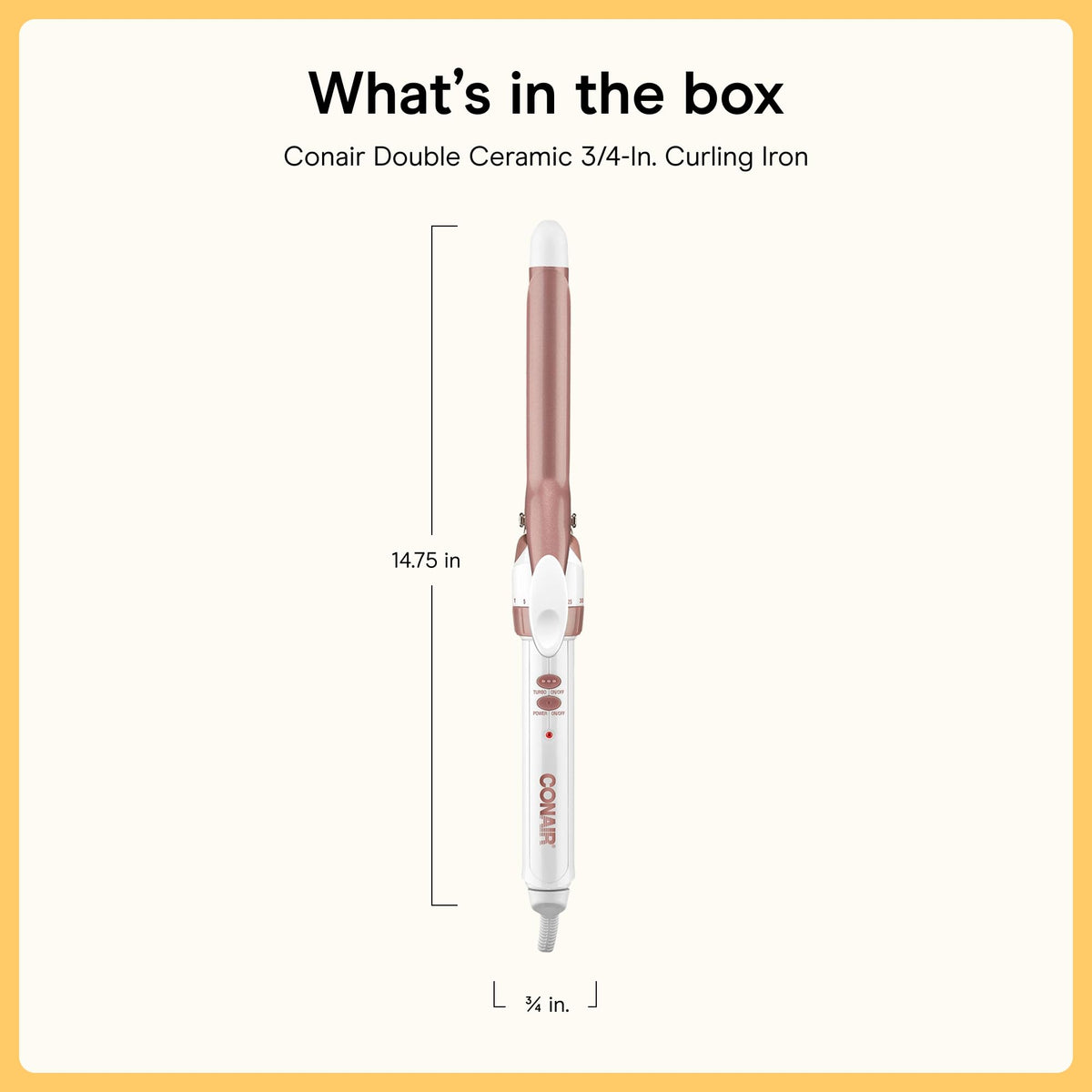 Conair size scale hand comparison showing compact shape and easy handling benefit