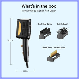 Conair dryer in hand for size comparison showing lightweight comfortable styling