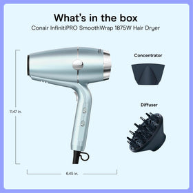 Conair SmoothWrap control switches close-up, six heat and speed settings for customization