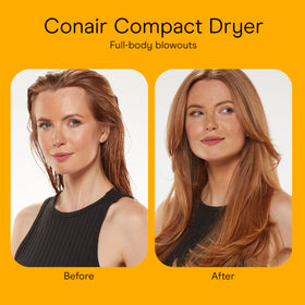 Conair styling in hotel bathroom showing travel performance and reliability