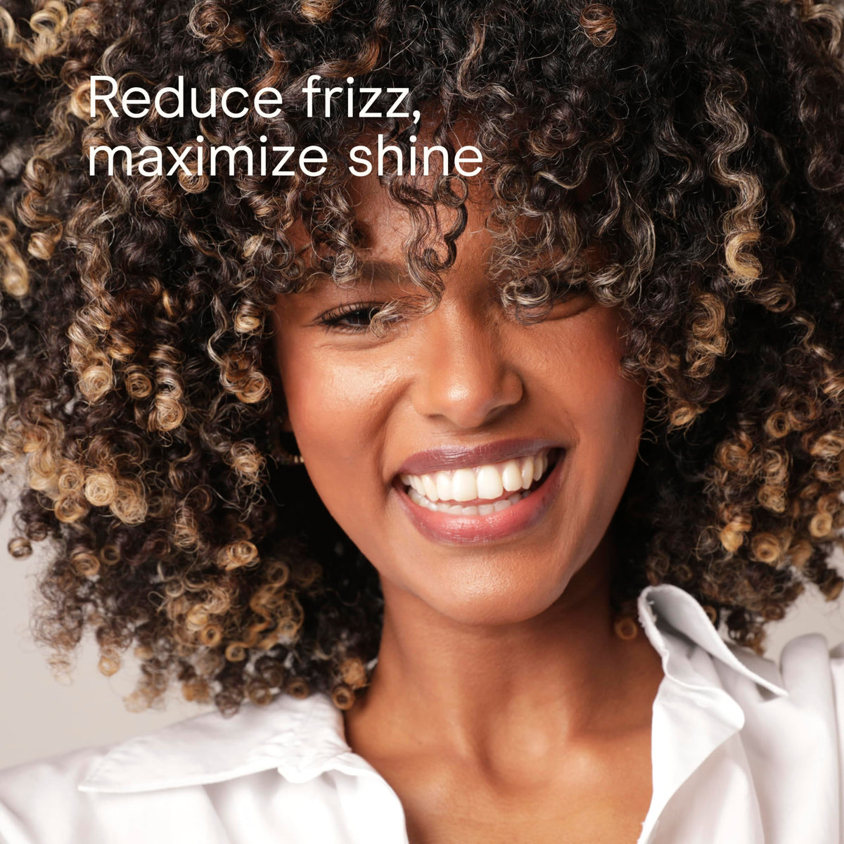 Styled hair example after using Conair dryer, brand benefits visible shine and smooth finish