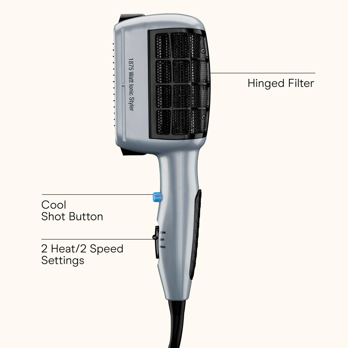Conair thermal bristle brush attachment close-up creates volume and waves