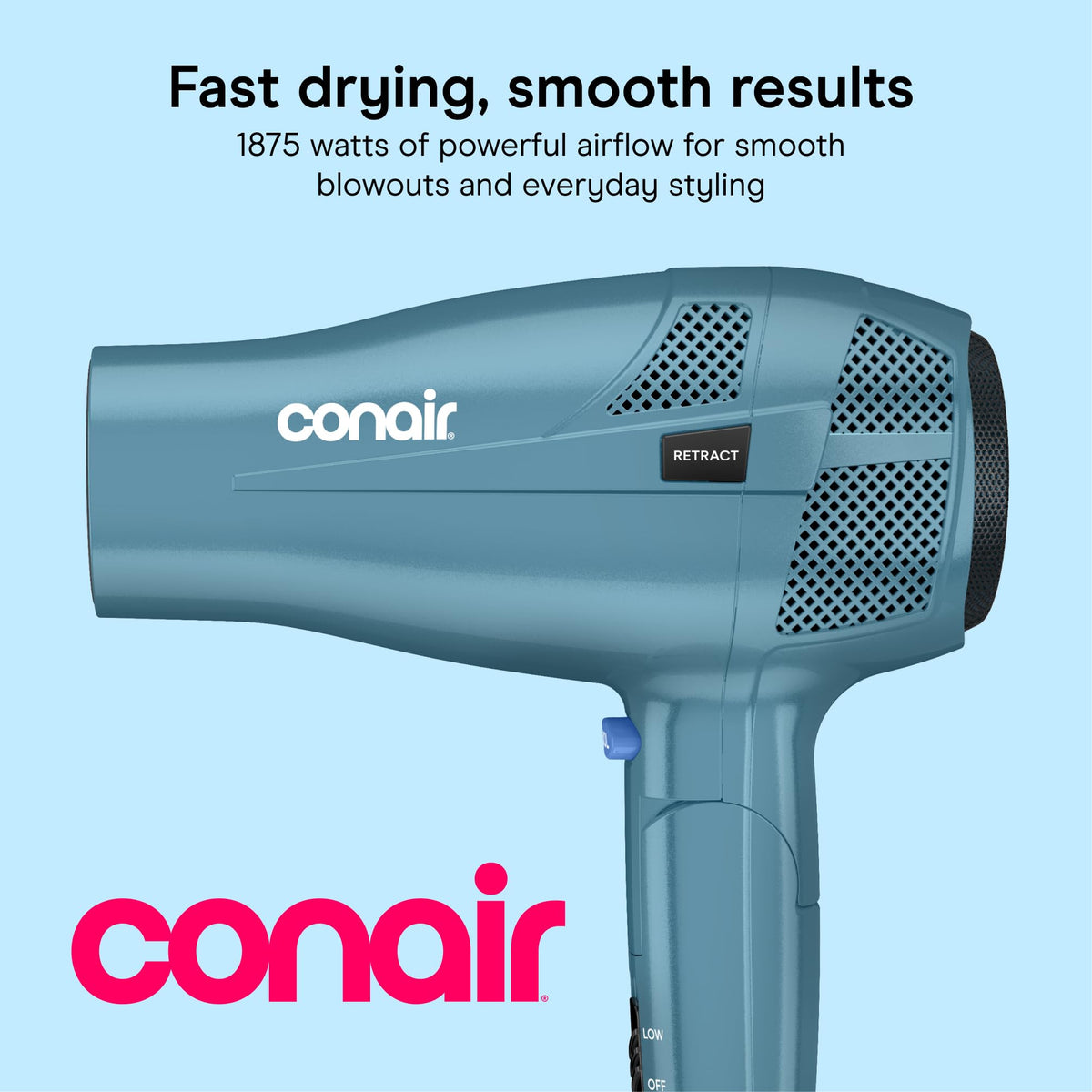 Conair travel hair dryer folded handle for easy packing and space saving