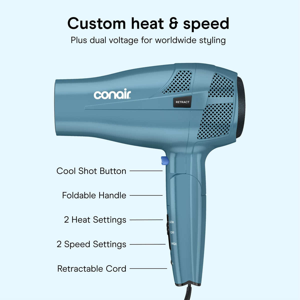 Conair travel hair dryer tourmaline ceramic grill delivering even infrared heat