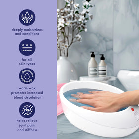 Conair True Glow with hand dipping into warm wax demonstrating soothing moisturizing benefit