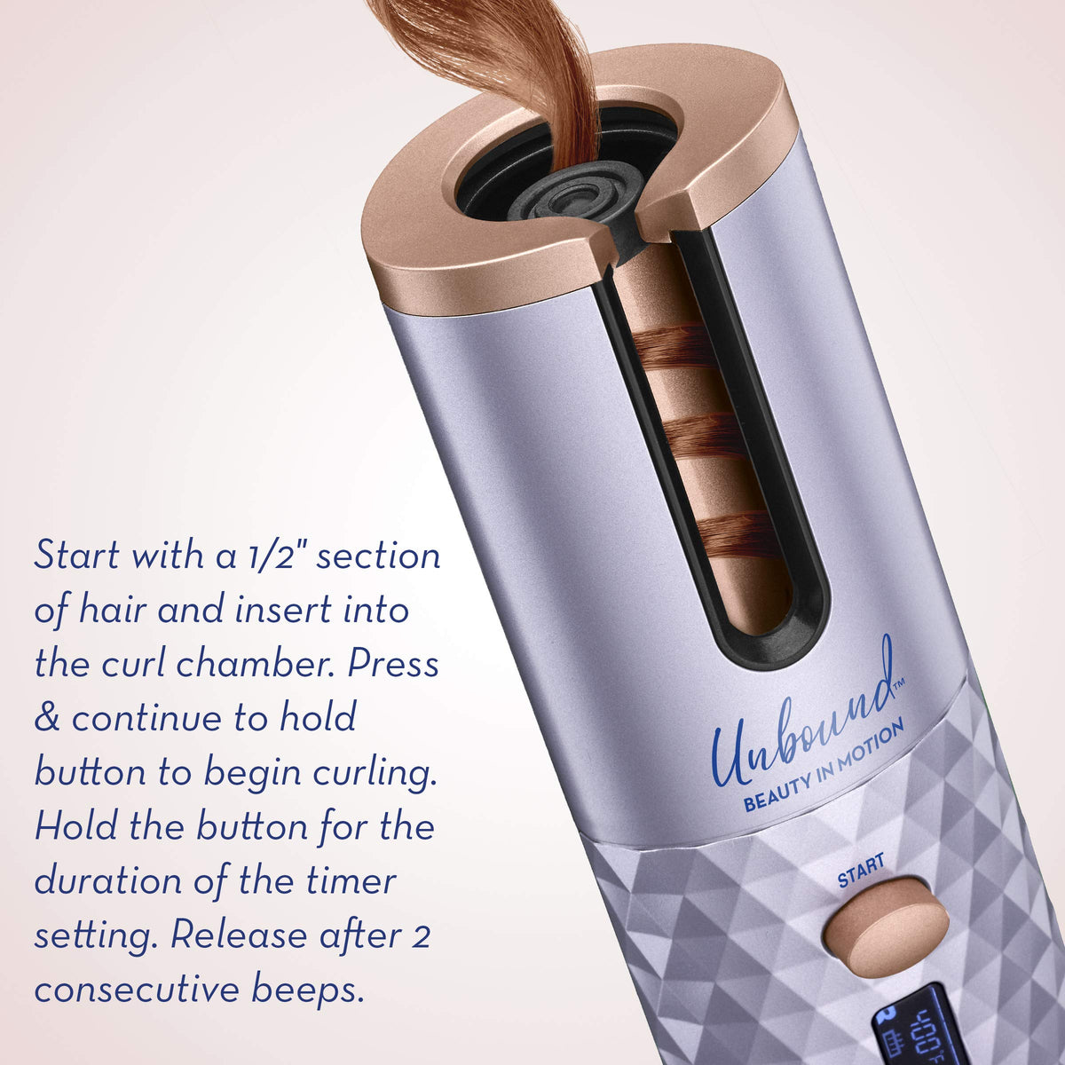 Conair Unbound close-up of ceramic curl chamber reducing frizz for shiny curls
