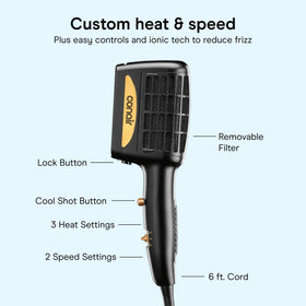 Conair wide-tooth thermal comb detail showing gentle straightening for thicker hair