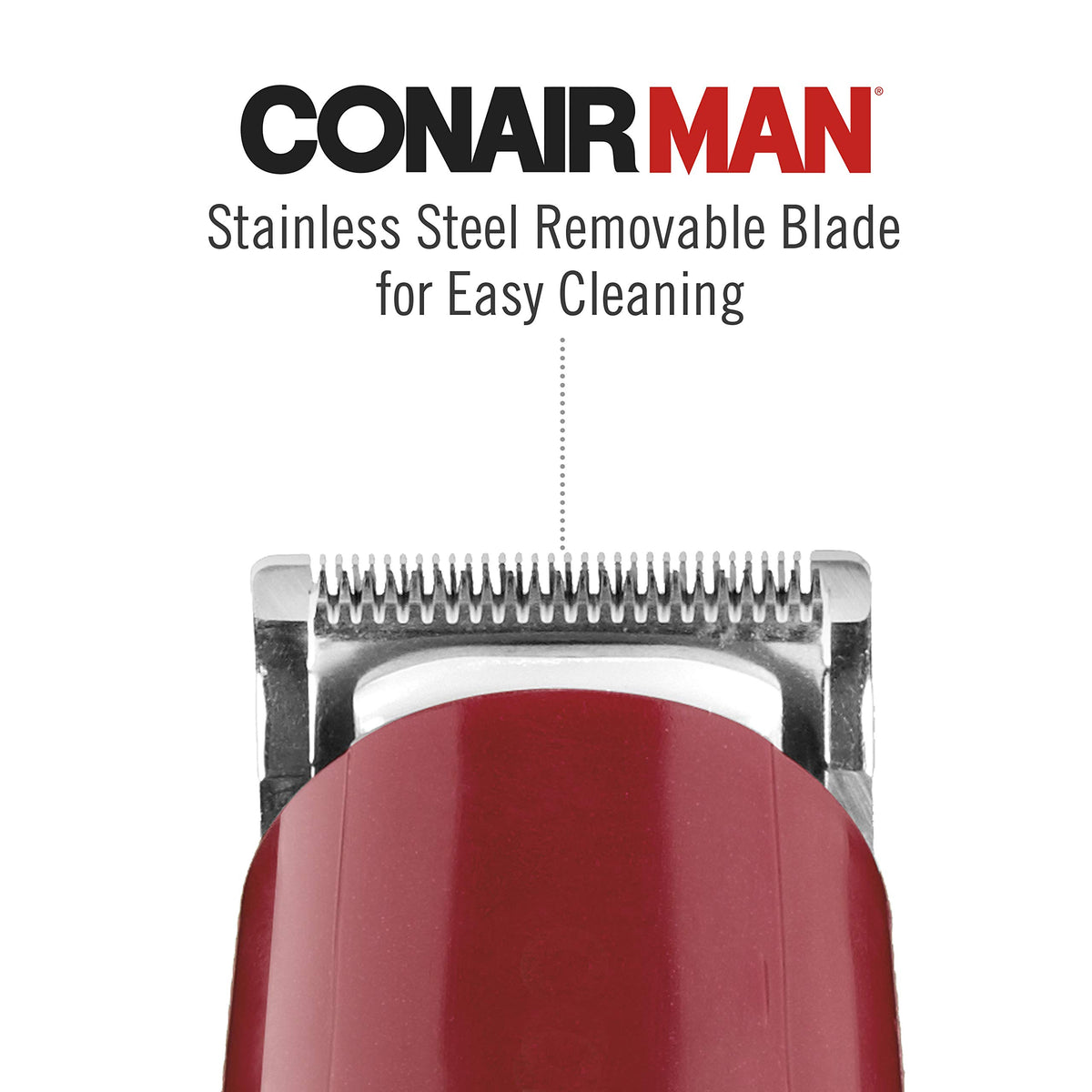 ConairMAN five-position comb detail demonstrating adjustable length control benefit