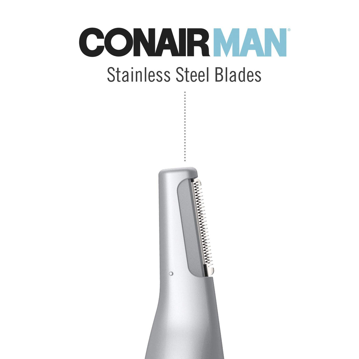 ConairMAN trimmer in use trimming nose hair for cleaner, neater appearance