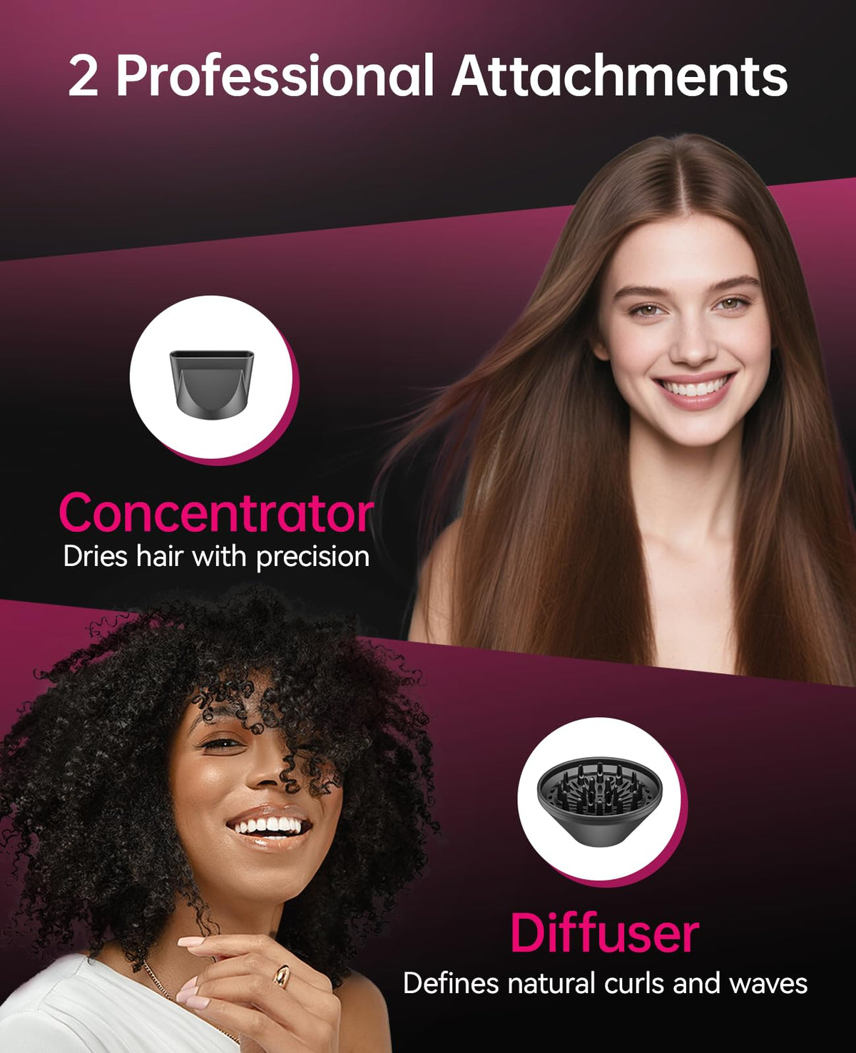 CONFU dryer diffusing curly hair to define texture and reduce frizz