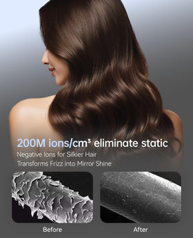 CONFU hair dryer handle controls closeup offers adjustable airflow benefit