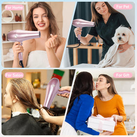 CONFU hair dryer used in a bathroom styling scene fast drying on busy mornings