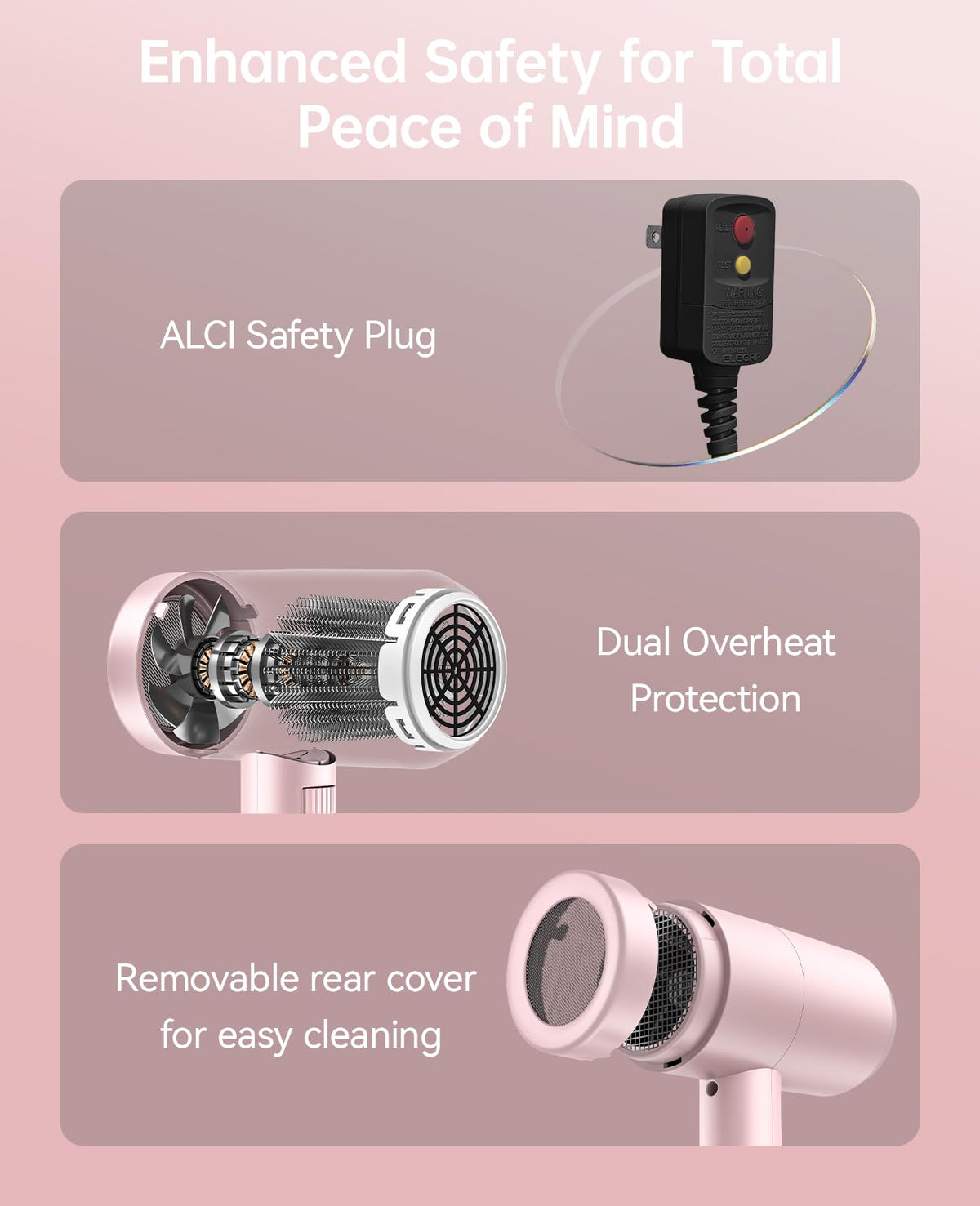 CONFU hair dryer roller temperature control close-up for fine airflow tuning