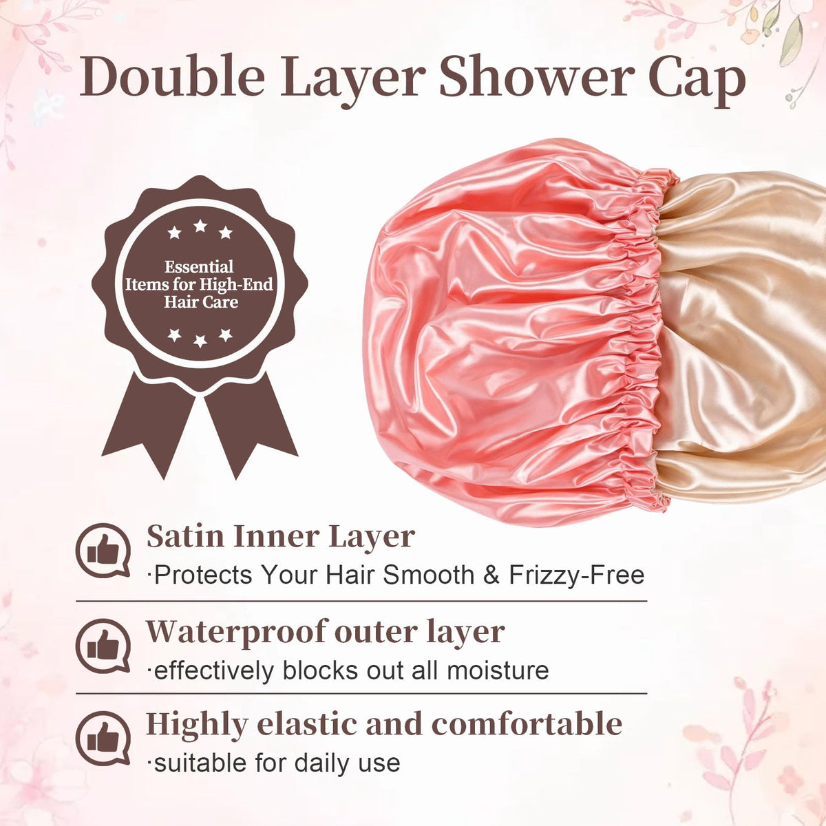 Confvrter close-up of satin lining demonstrating smooth surface for less frizz