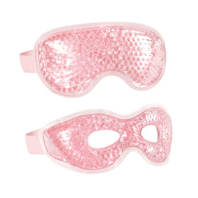 CONSGIJI front view of pink gel eye mask set showing compact reusable design and benefits